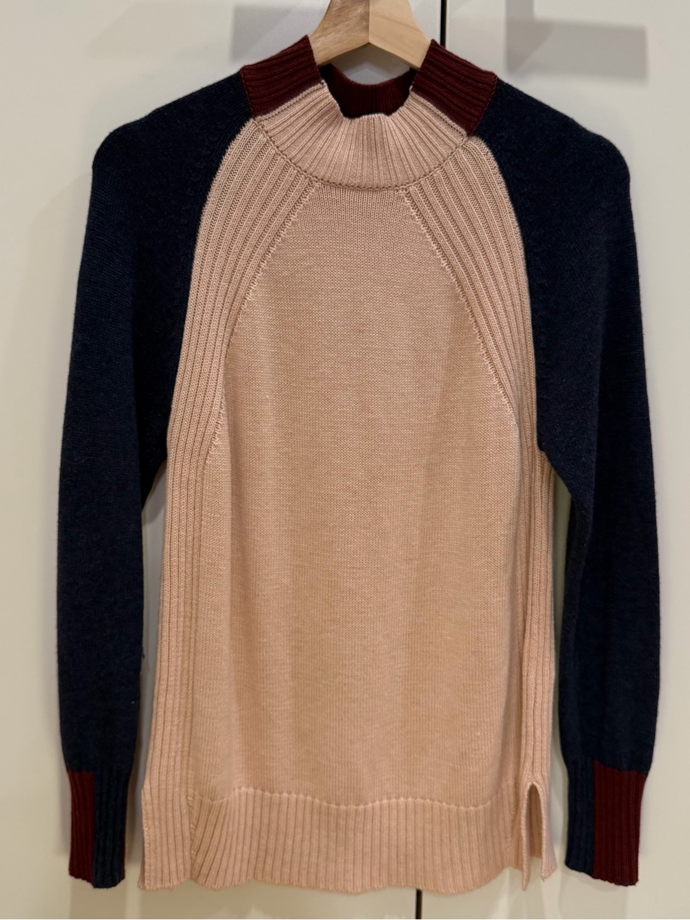 Orvis Women’s Mock neck Colorblock Ribbed Knit Sweater Size Small